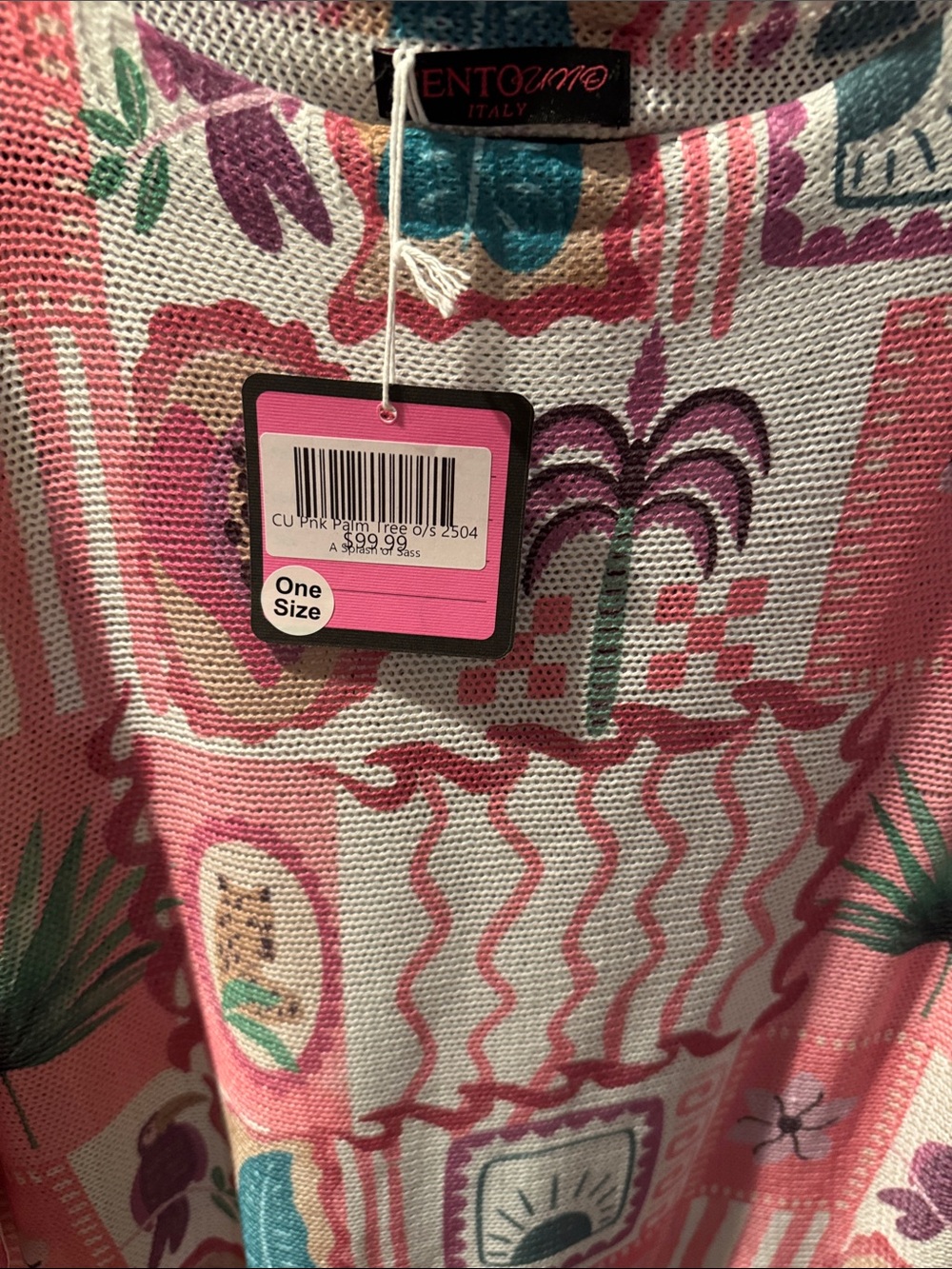 Pink Tropical Print Ladies Top - One Size
